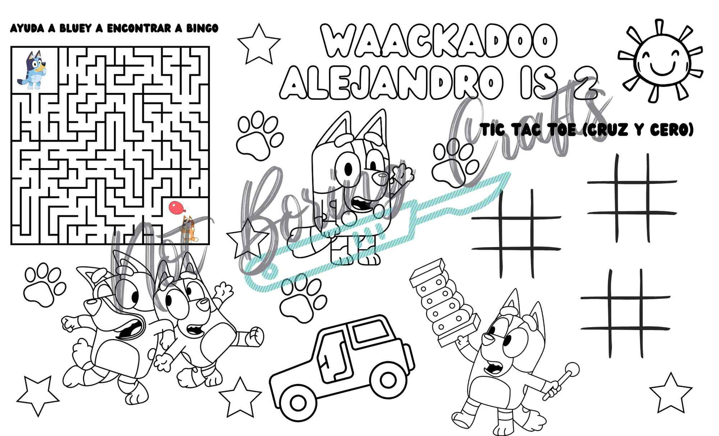 Mantel para colorear BLUEY & BINGO