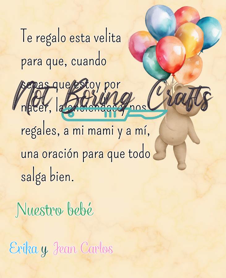 Reminder Card with Candle - Teddy Bear with Balloons