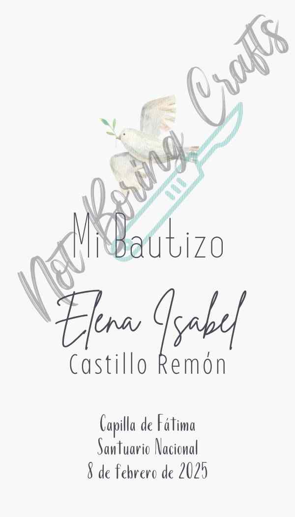 Etiqueta editable para Bautizo Paloma Acuarela