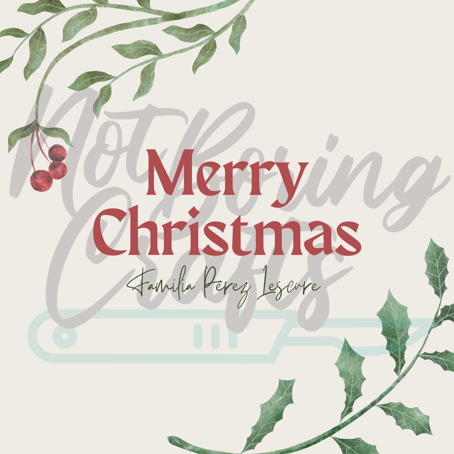 Tarjetas de Navidad Mistletoe y Pinos Plantilla editable en Canva