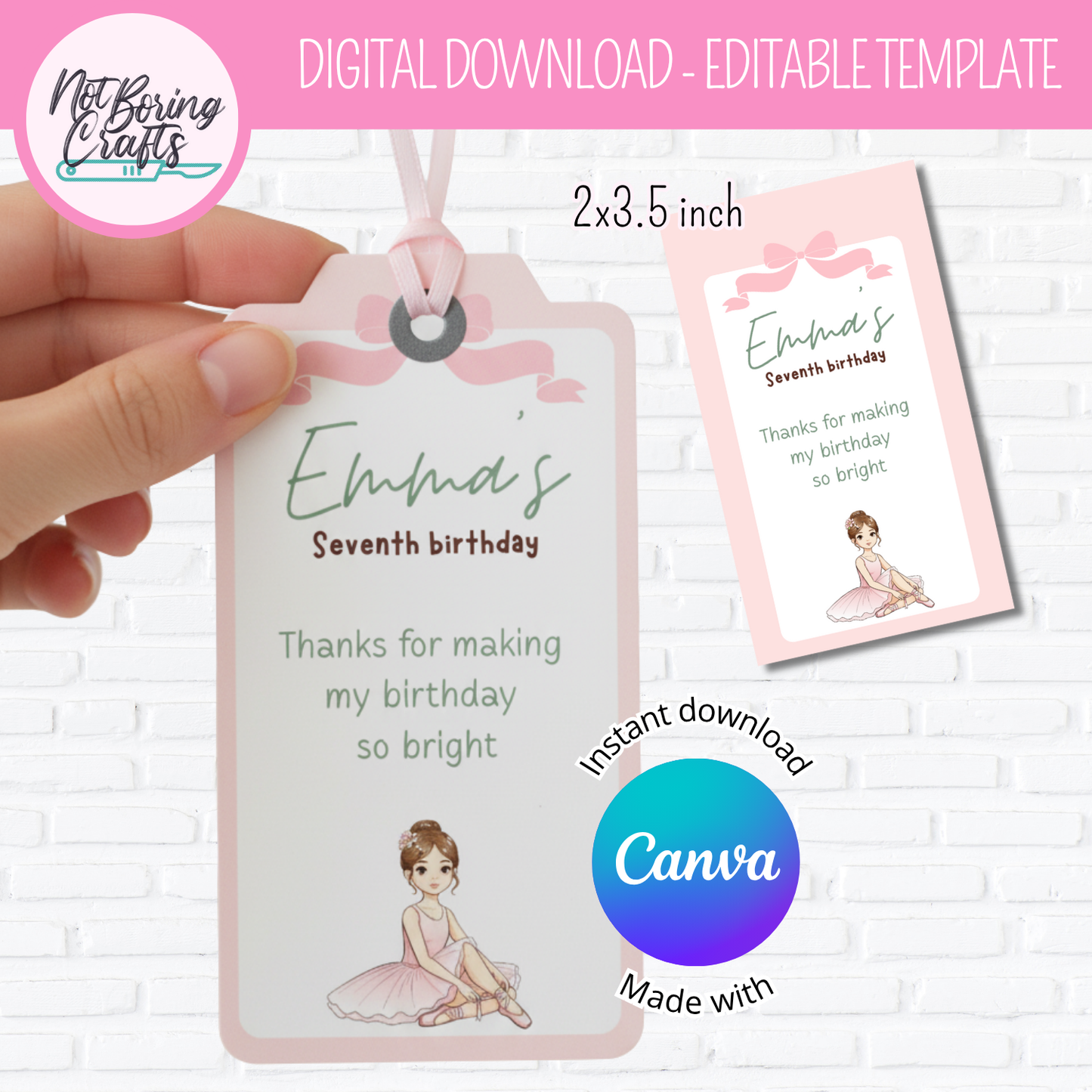 Etiqueta para Recuerdo de Fiesta - Bailarina - Editable en CANVA