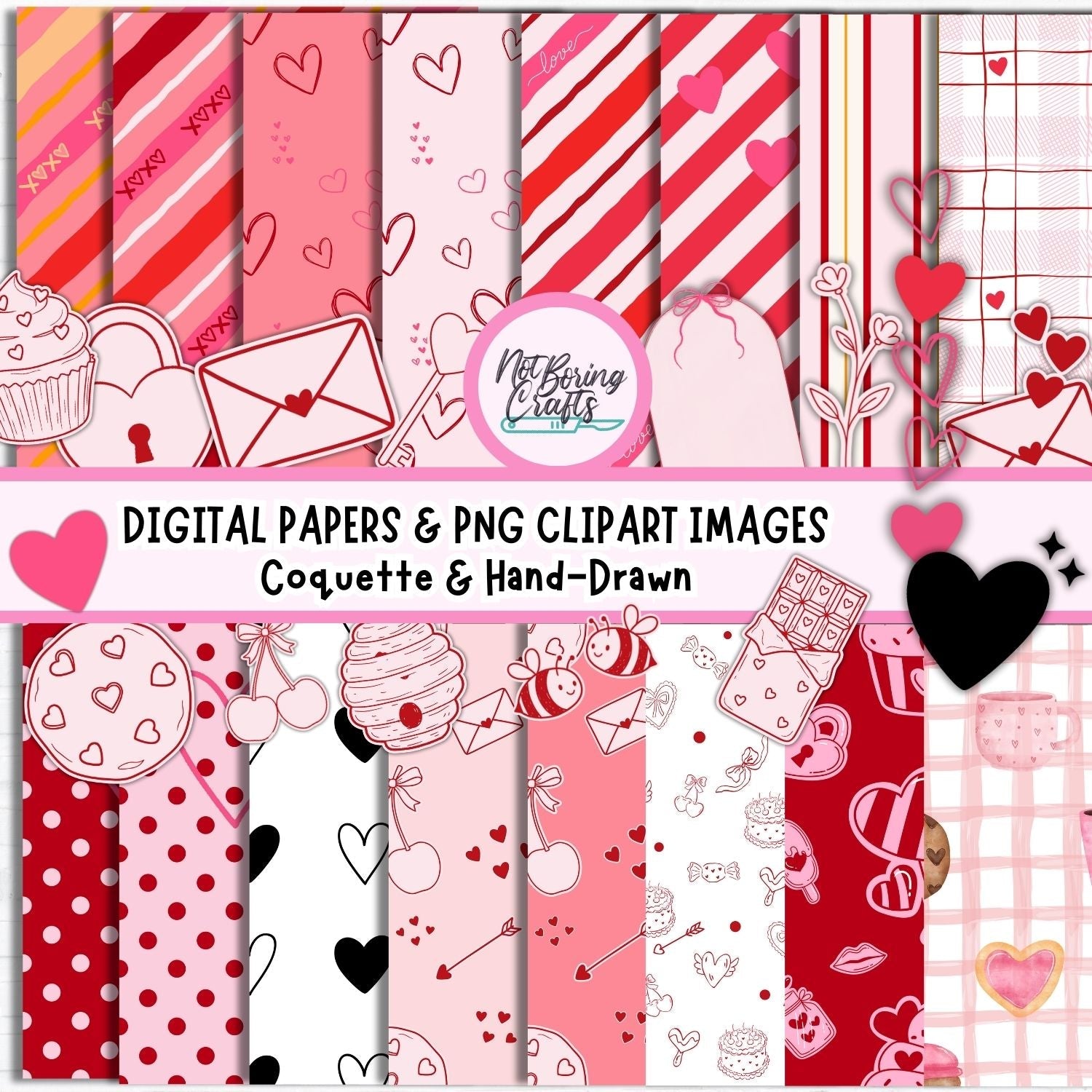 Colección San Valentín | PNG, Papeles Digitales y Plantillas Canva