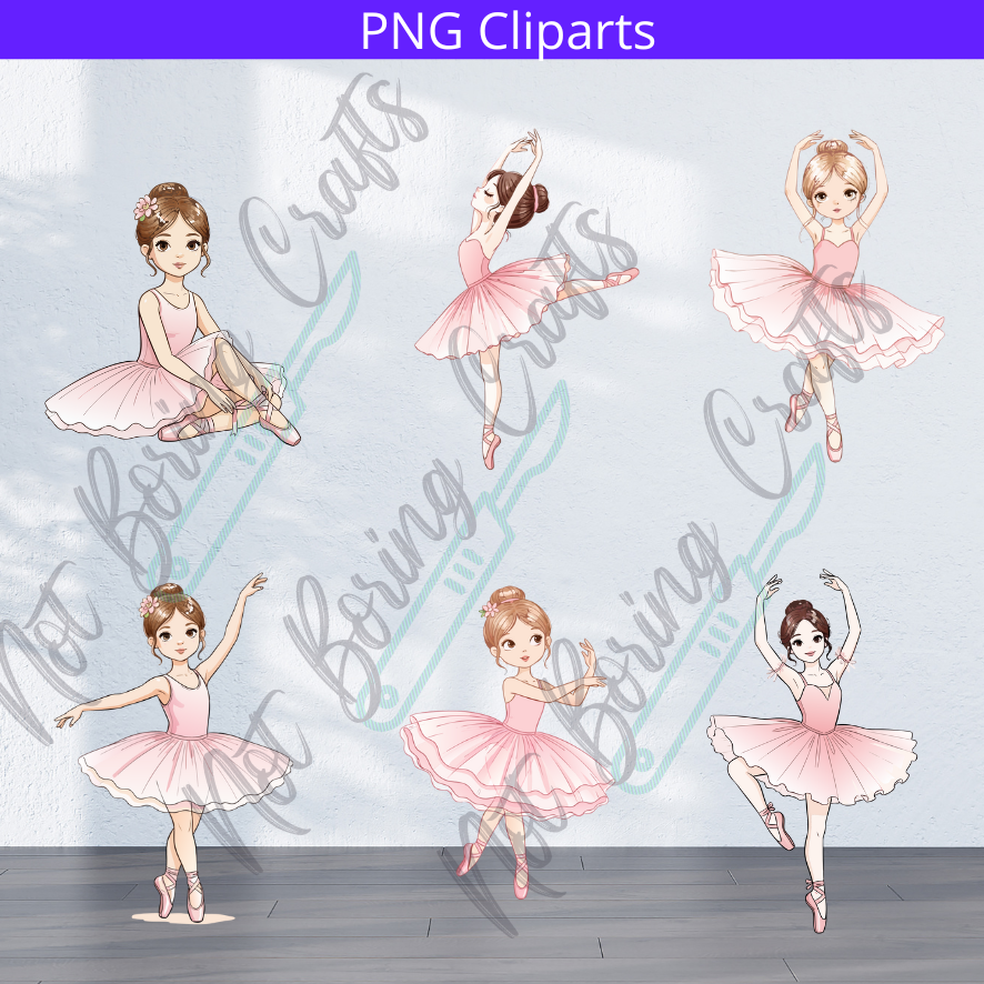 Set Clipart Digital Bailarina Rosa - Ilustraciones PNG
