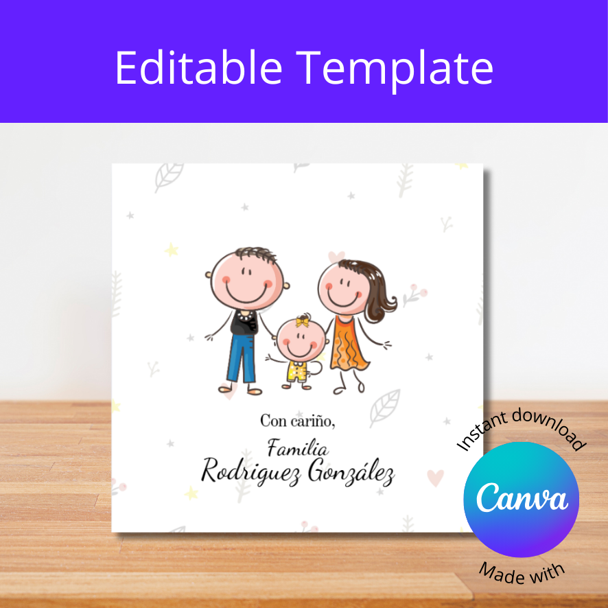 Gift Card with Customizable Family Caricature 