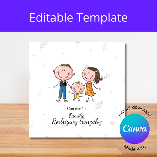 Gift Card with Customizable Family Caricature 