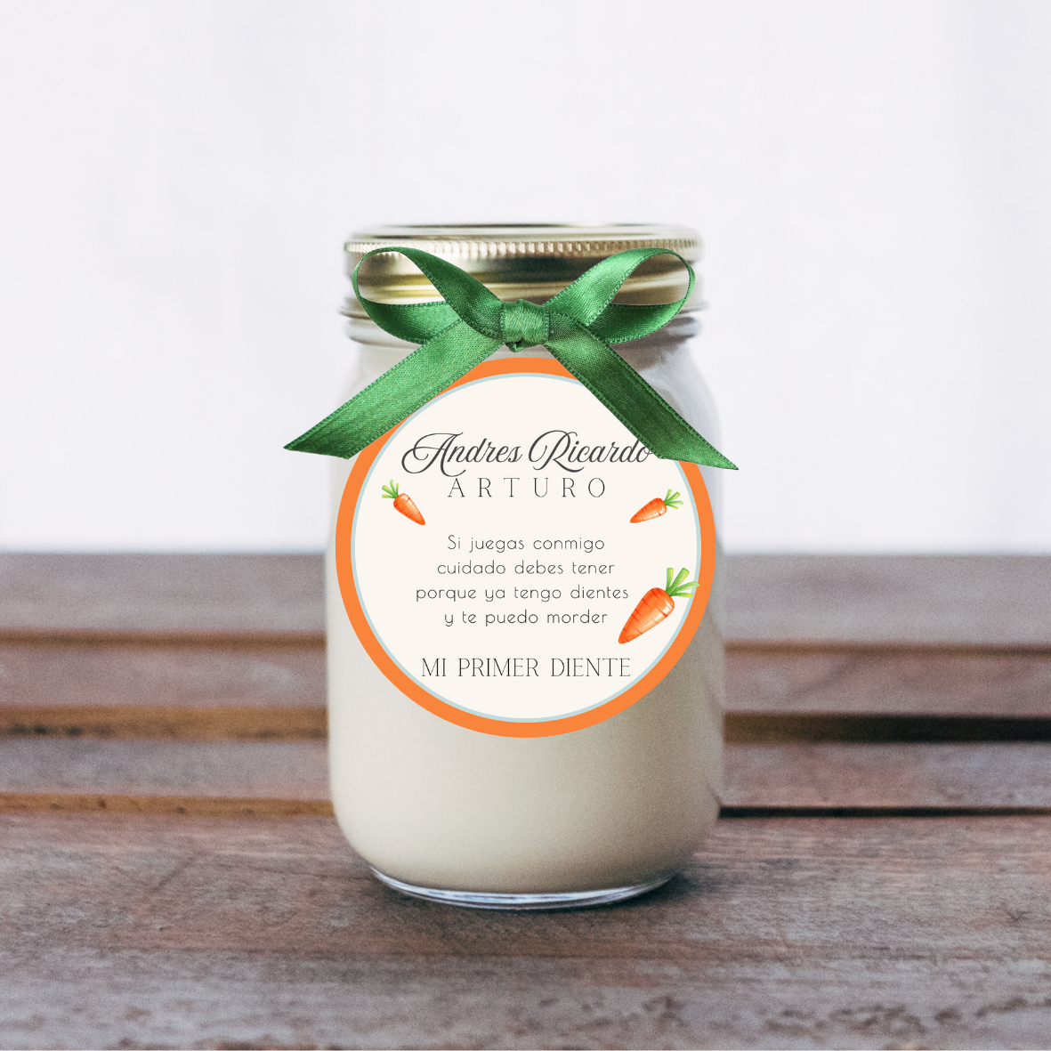 Tag para primer diente Personalizable Conejo y Zanahoria