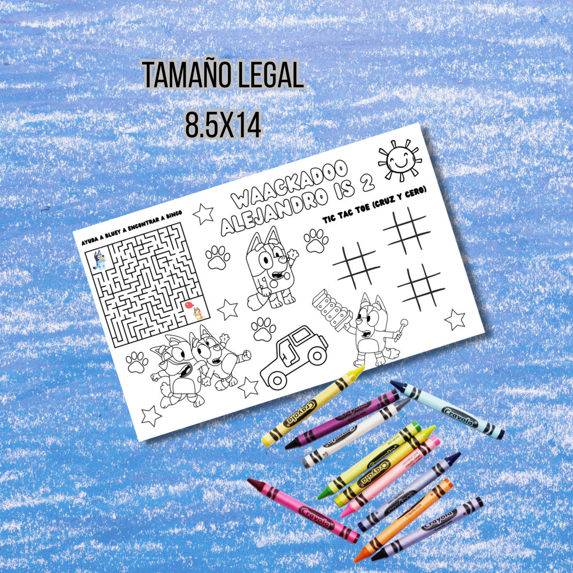 Mantel para colorear BLUEY & BINGO