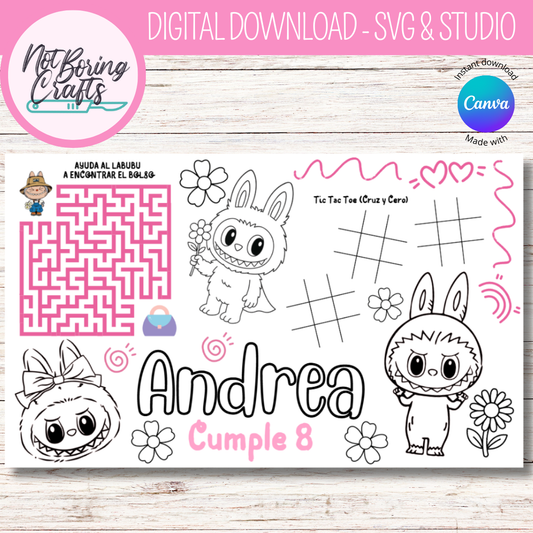 Mantel para colorear LABUBU personalizable