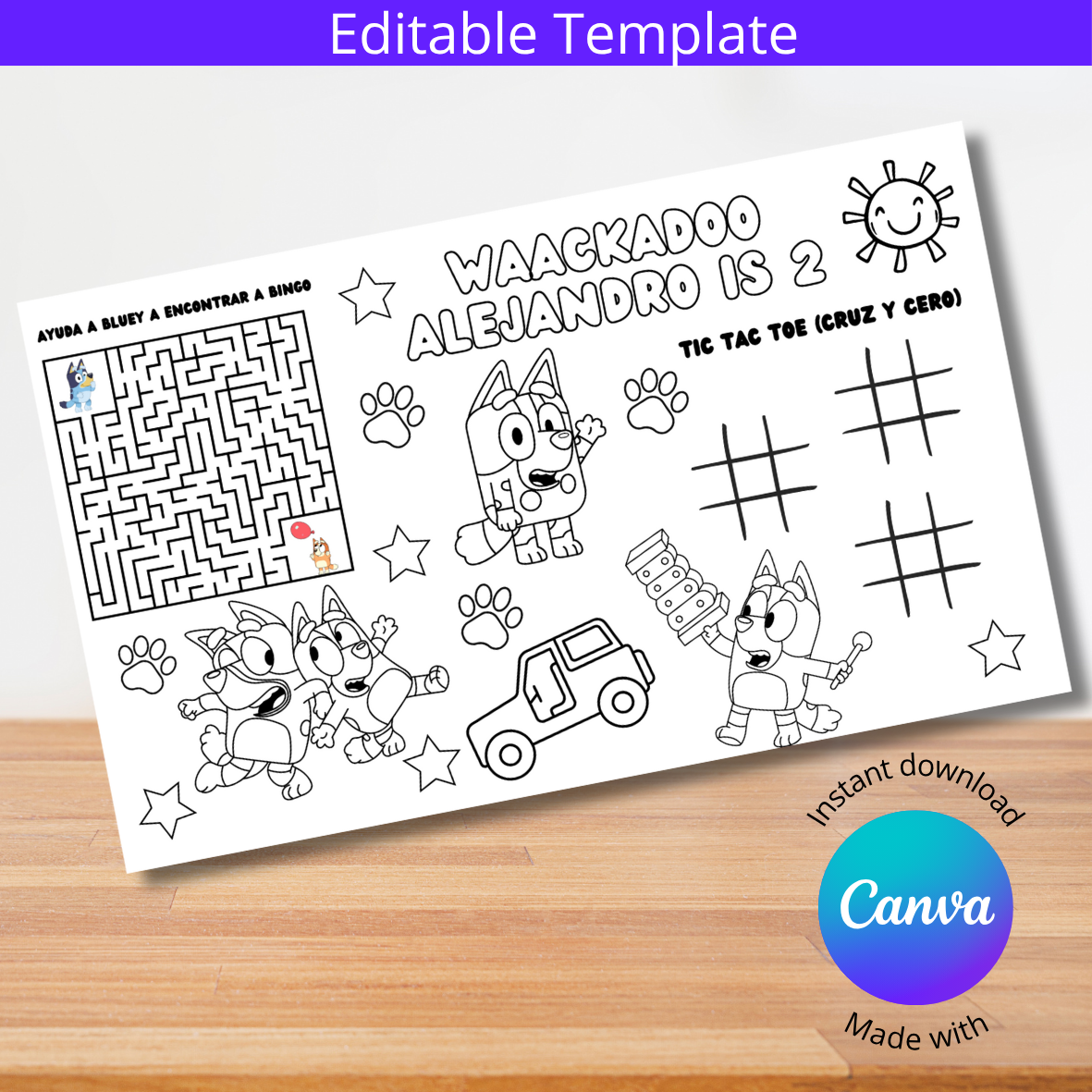 Mantel para colorear BLUEY & BINGO