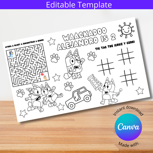 Mantel para colorear BLUEY & BINGO