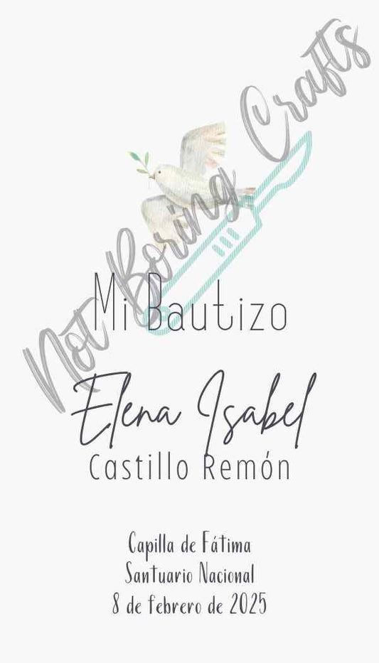Etiqueta editable para Bautizo Paloma Acuarela
