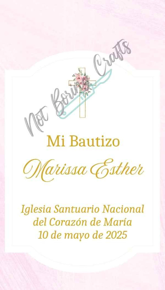Etiqueta editable para Bautizo Rosas