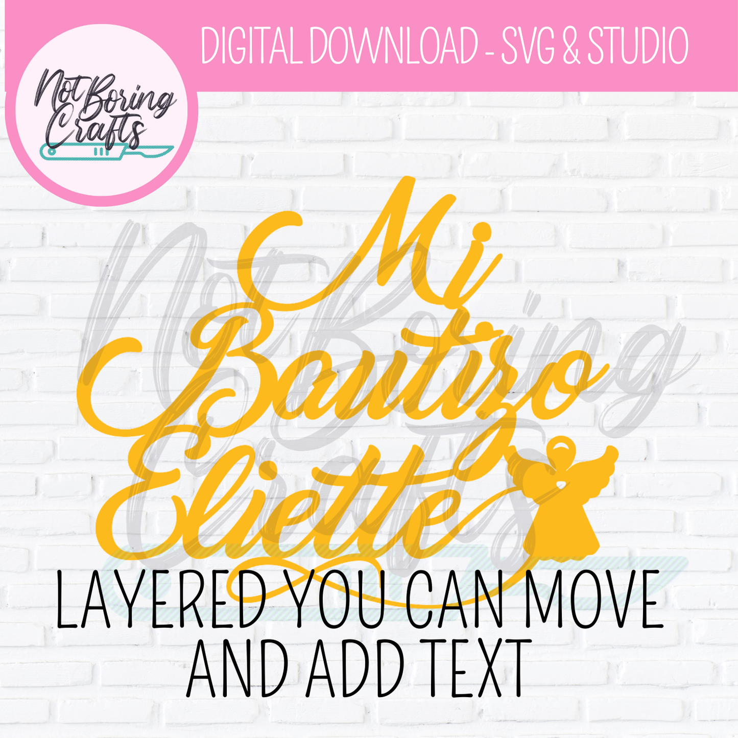 Cake Topper Bautizo SVG y studio Personalizable