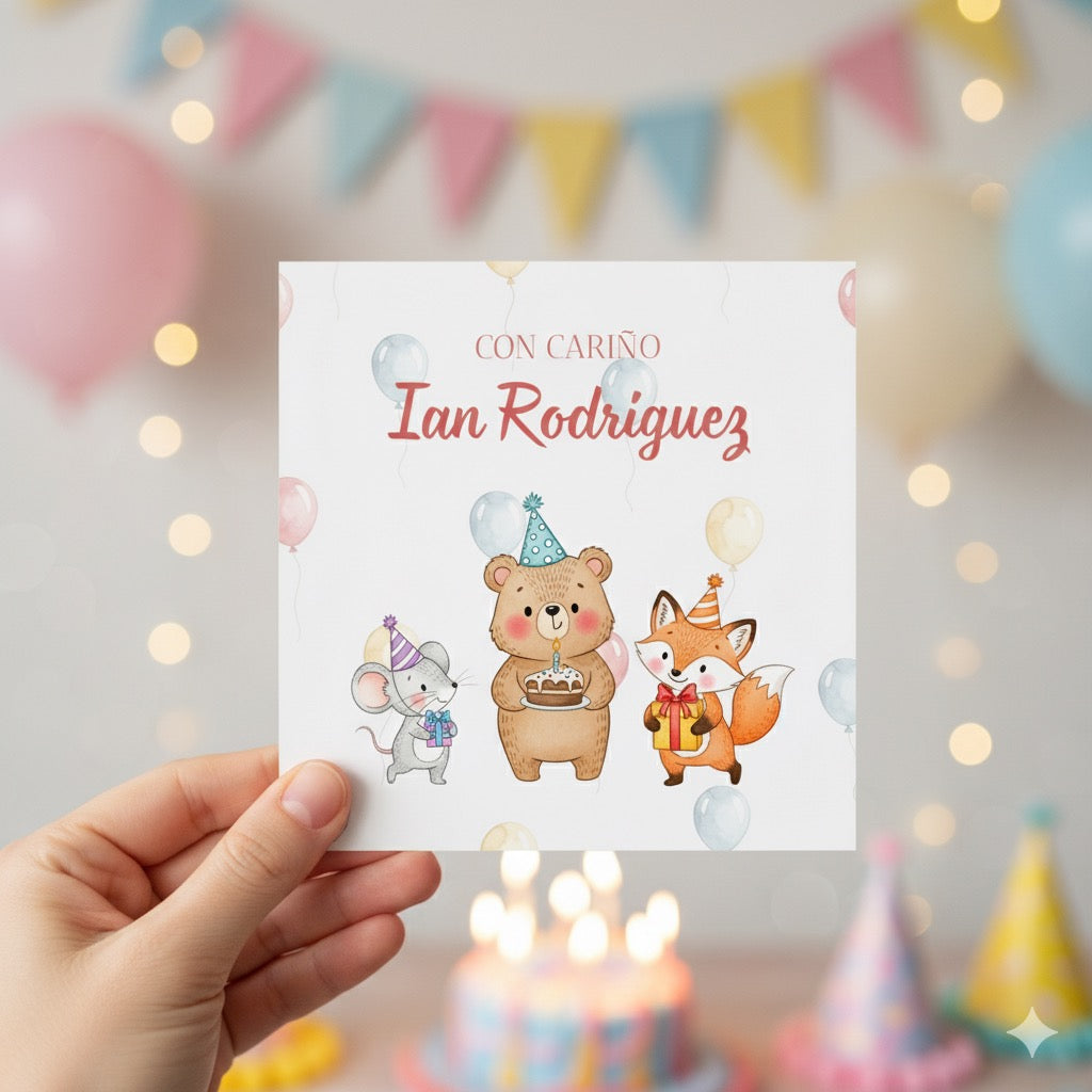 Customizable Gift Card with Forest Animals