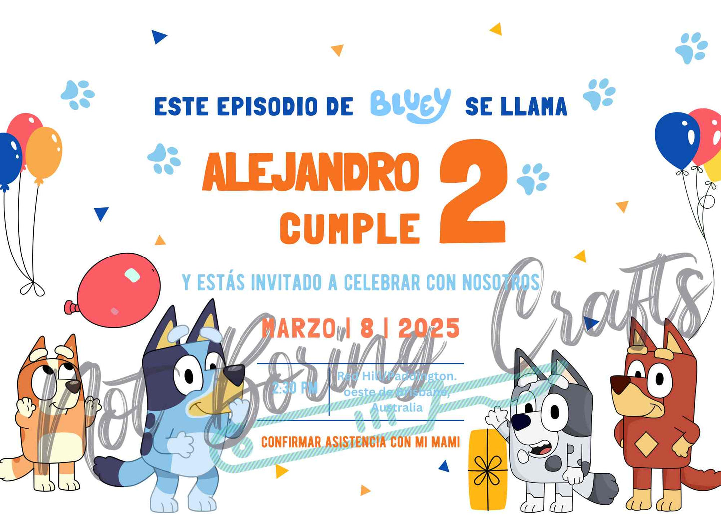 Customizable Bluey Birthday Invitation 