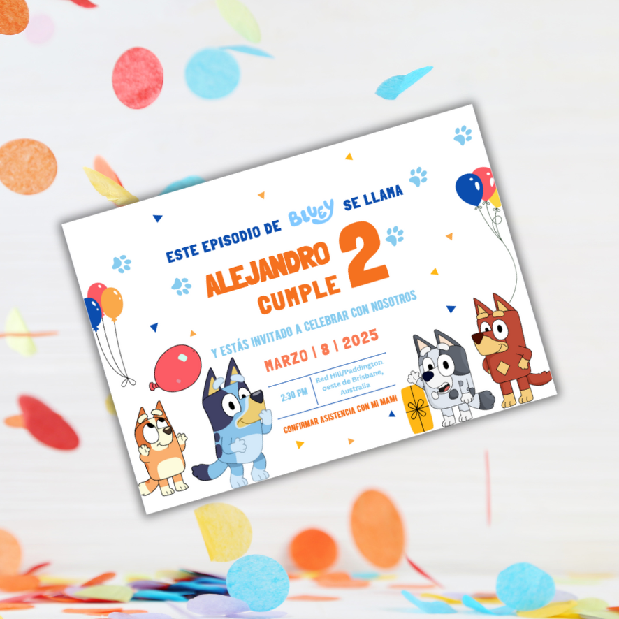 Customizable Bluey Birthday Invitation 