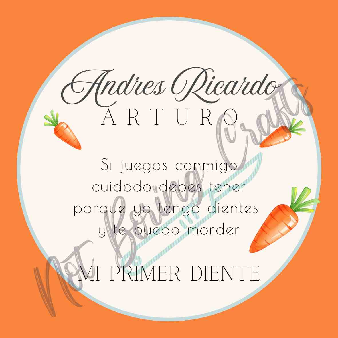 Tag para primer diente Personalizable Conejo y Zanahoria