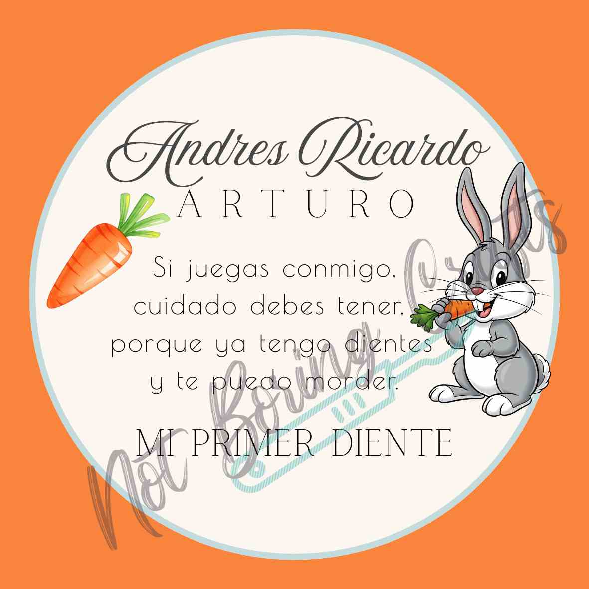 Tag para primer diente Personalizable Conejo y Zanahoria