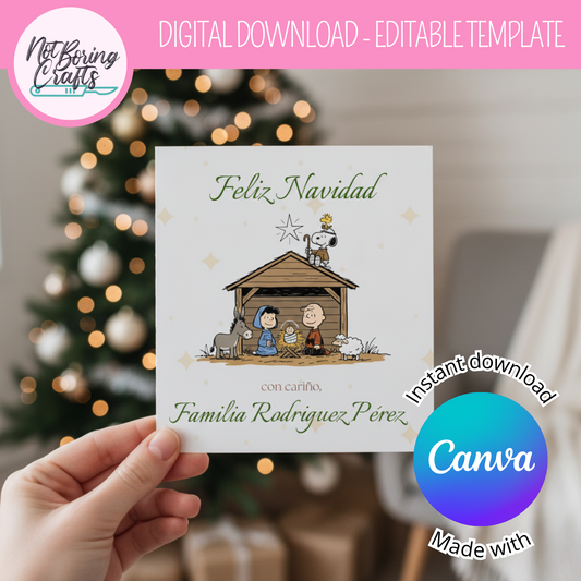 Snoopy Christmas Card - Editable in CANVA 