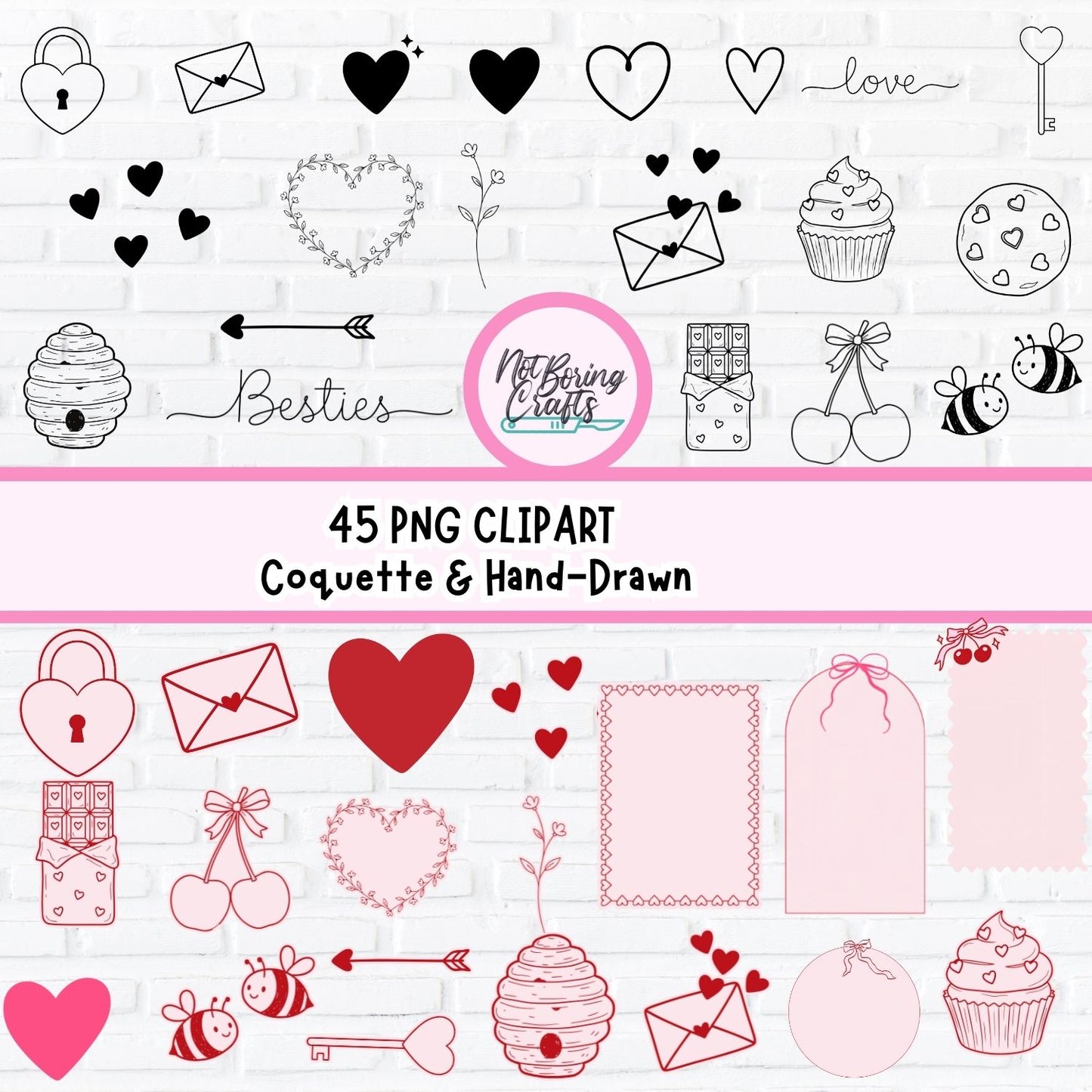 45 Imágenes PNG San Valentín - Clipart Premium Coquette & Hand-Drawn - Fondo Transparente