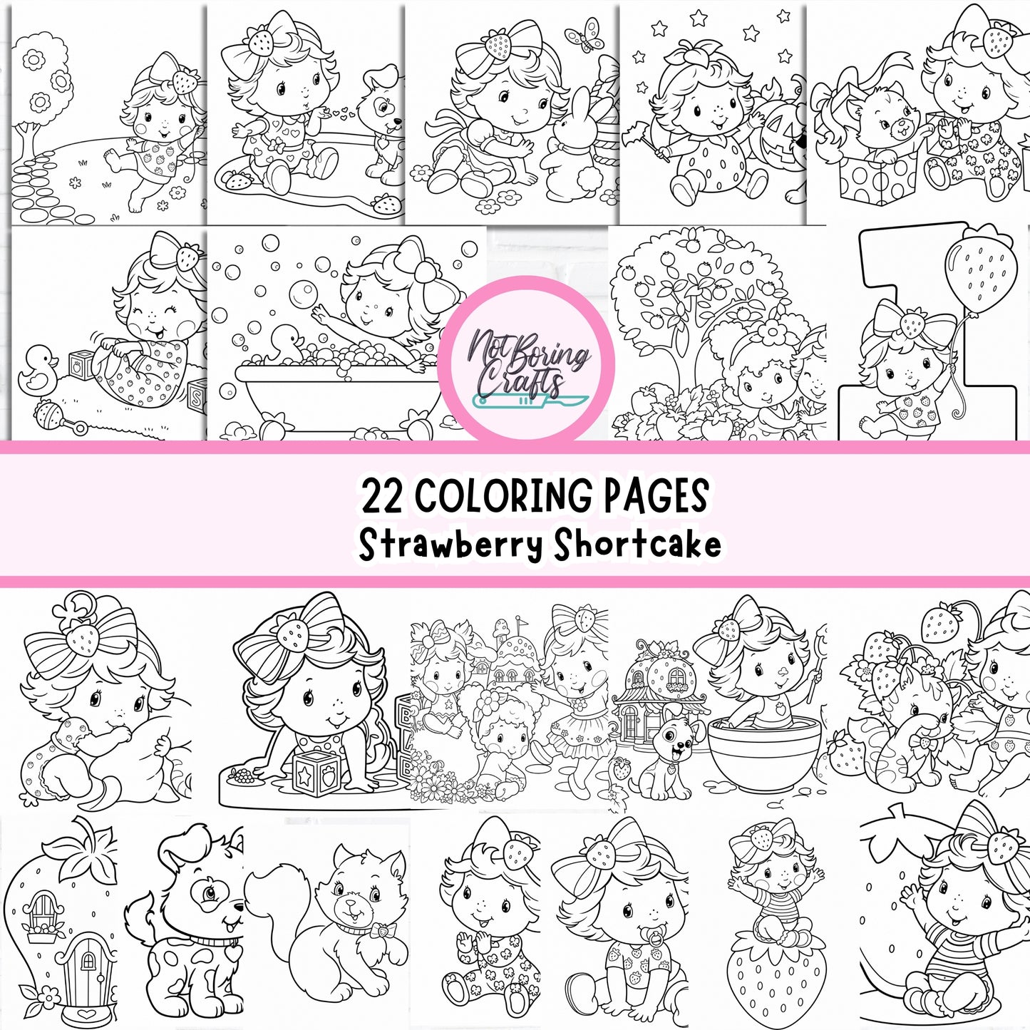 Páginas para Colorear Baby Strawberry Shortcake | 30 Coloring Pages en Alta Resolución JPG