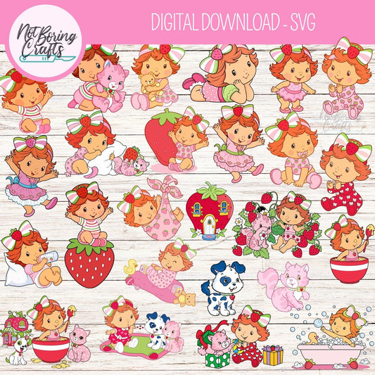 Set de archivos SVG Baby Strawberry Shortcake | Descarga Digital