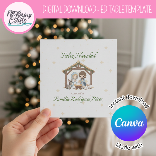 Precious Moments Style Customizable Christmas Card 