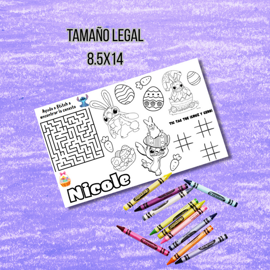 Stitch Easter Coloring Tablecloth Customizable 