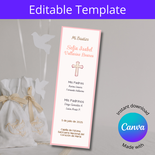 Separador Recordatorio para Bautizo