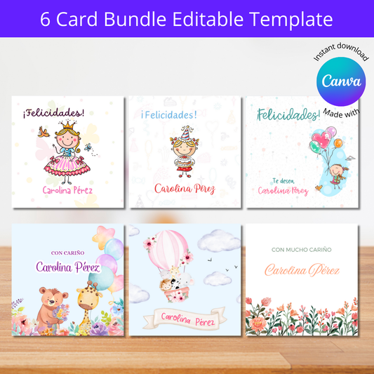 Tarjeta para Regalos con Caricatura Para niñas