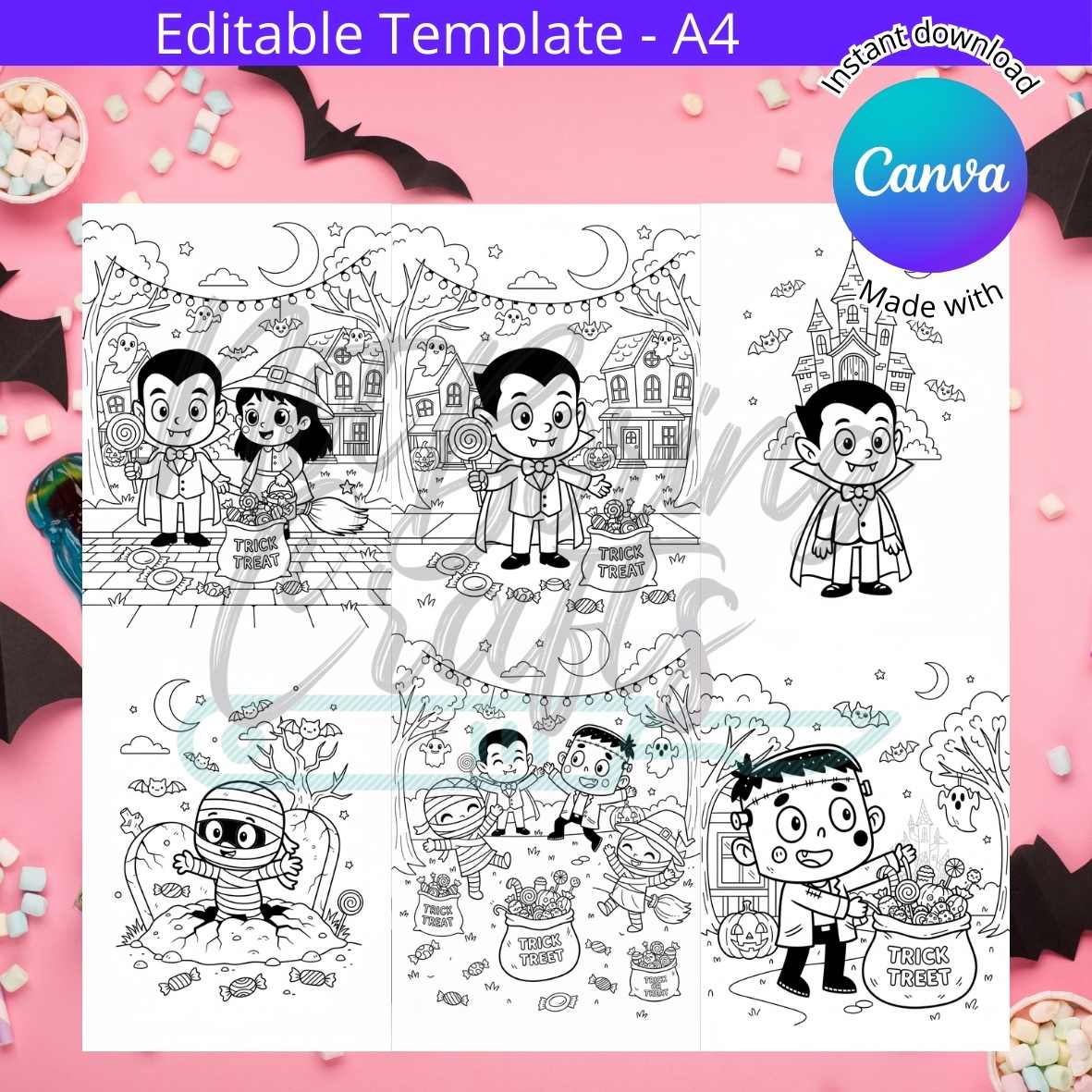 Editable Halloween activity mat for kids 